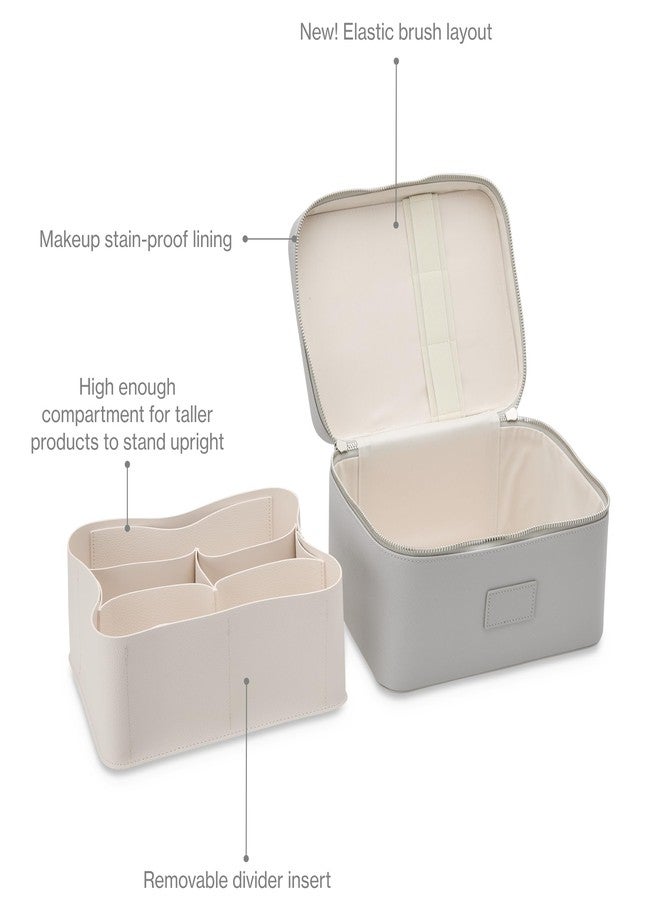 ETOILE إيتوال - حقيبة تجميل رمادية - حقيبة مكياج سفر أنيقة مع فواصل - Image 5