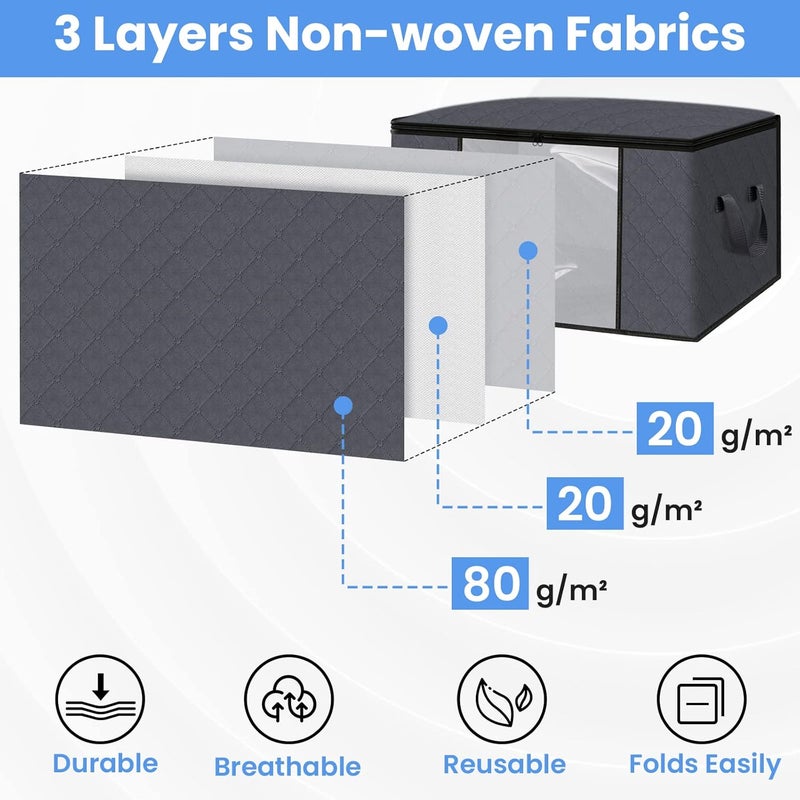 6-pack clothes storage,foldable blanket storage bags,storage containers for organizing, clothing, bedroom, comforter, closet, dorm, sweater, quilts, organizer - Image 3