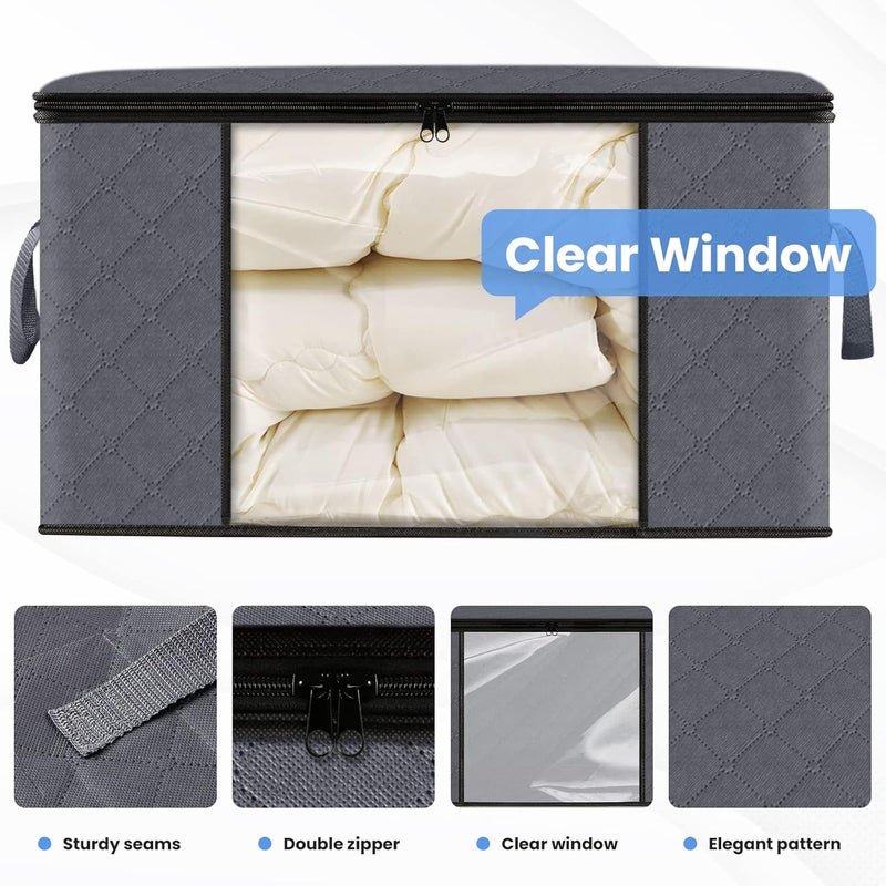 6-pack clothes storage,foldable blanket storage bags,storage containers for organizing, clothing, bedroom, comforter, closet, dorm, sweater, quilts, organizer - Image 4