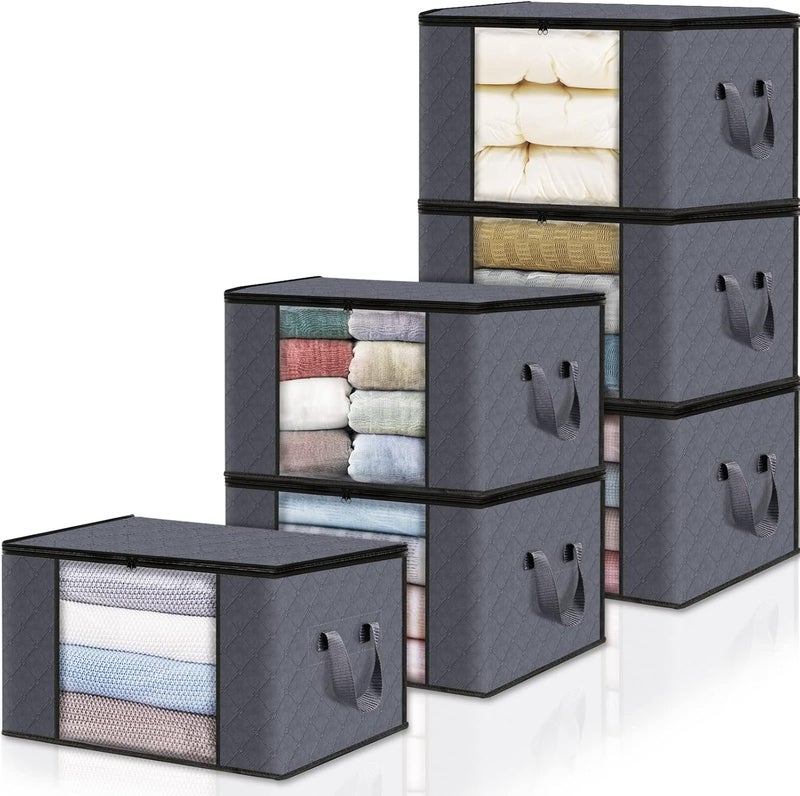 6-pack clothes storage,foldable blanket storage bags,storage containers for organizing, clothing, bedroom, comforter, closet, dorm, sweater, quilts, organizer - Image 1