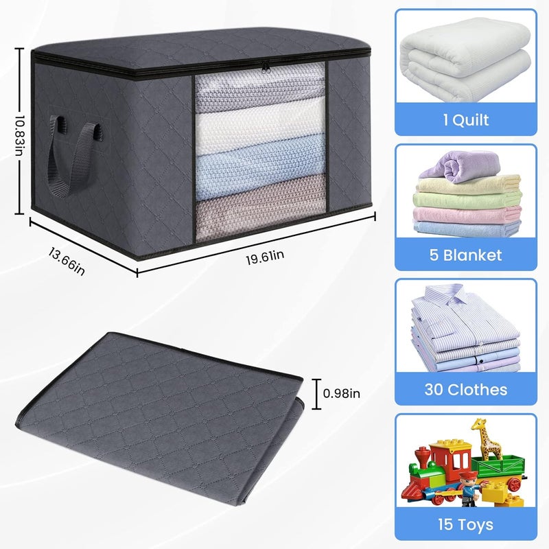 6-pack clothes storage,foldable blanket storage bags,storage containers for organizing, clothing, bedroom, comforter, closet, dorm, sweater, quilts, organizer - Image 2