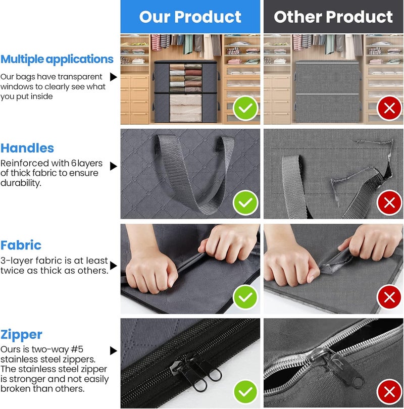 6-pack clothes storage,foldable blanket storage bags,storage containers for organizing, clothing, bedroom, comforter, closet, dorm, sweater, quilts, organizer - Image 5