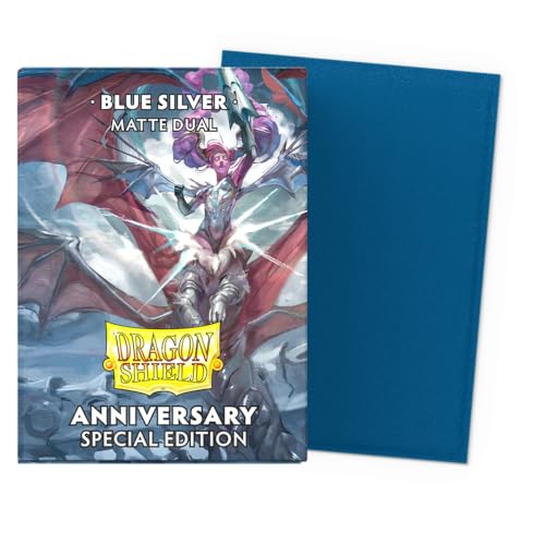 Dragon Shield | Matte Dual Standard Size Card Sleeves | 25th Special Edition | 100 - Smooth & Tough Premium TCG Sleeves - Compatible with Pokemon, One Piece & Magic The Gathering | Blue/Silver - Image 2