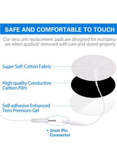 SYOSI 20PCS Round Electrodes Pads 1.25" Reusable Carbon Electrotherapy Pads for EMS Muscle Stimulator with 2.0 mm Pigtail Connectors Reusable Skin Patch for Muscle  - Image 3