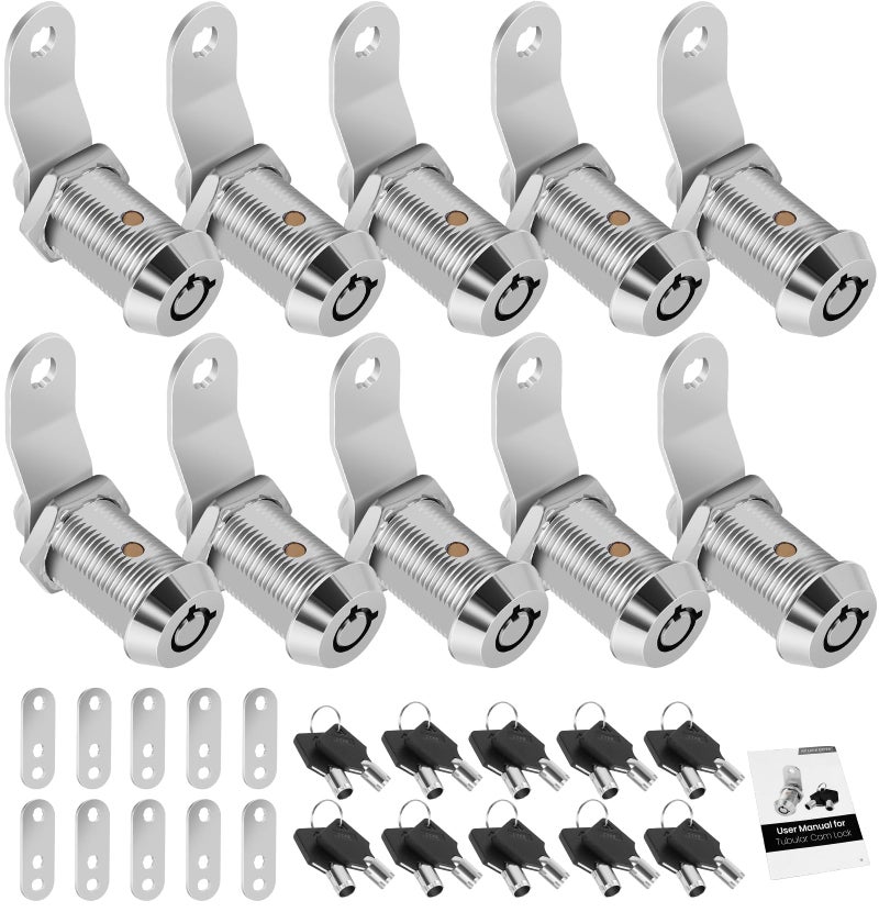 Cylinnda 10 Pack Cabinet Lock with Keys 1 RV Storage Locks Keyed Alike RV Locks for Storage Door Camper Toolbox RV Cam Locks with Manual10Pack 1 Inch - Image 2