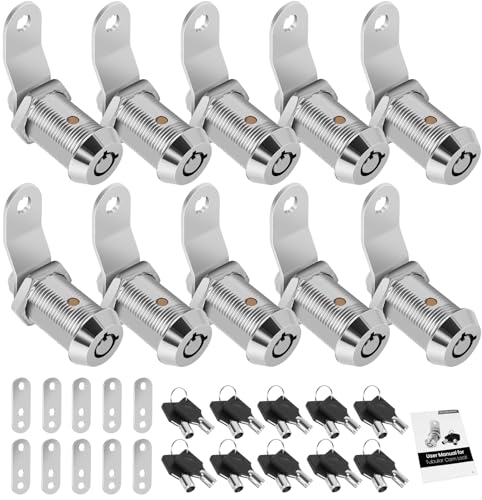Cylinnda 10 Pack Cabinet Lock with Keys 1 RV Storage Locks Keyed Alike RV Locks for Storage Door Camper Toolbox RV Cam Locks with Manual10Pack 1 Inch - Image 1