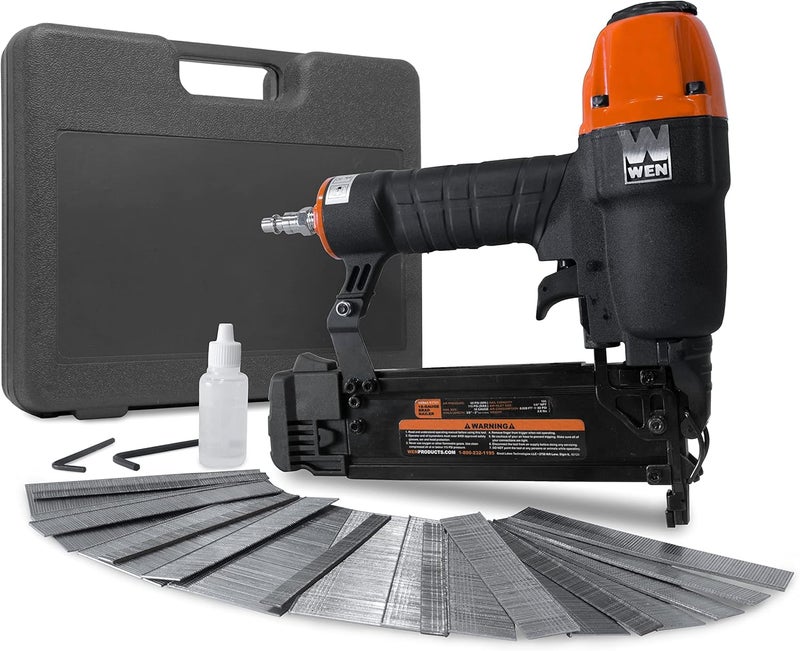 Wen 18-Gauge 3/8-Inch to 2-Inch Pneumatic Brad Nailer Kit with Case and Nails - Compatible with Any Air Compressor (61723K) - Image 1