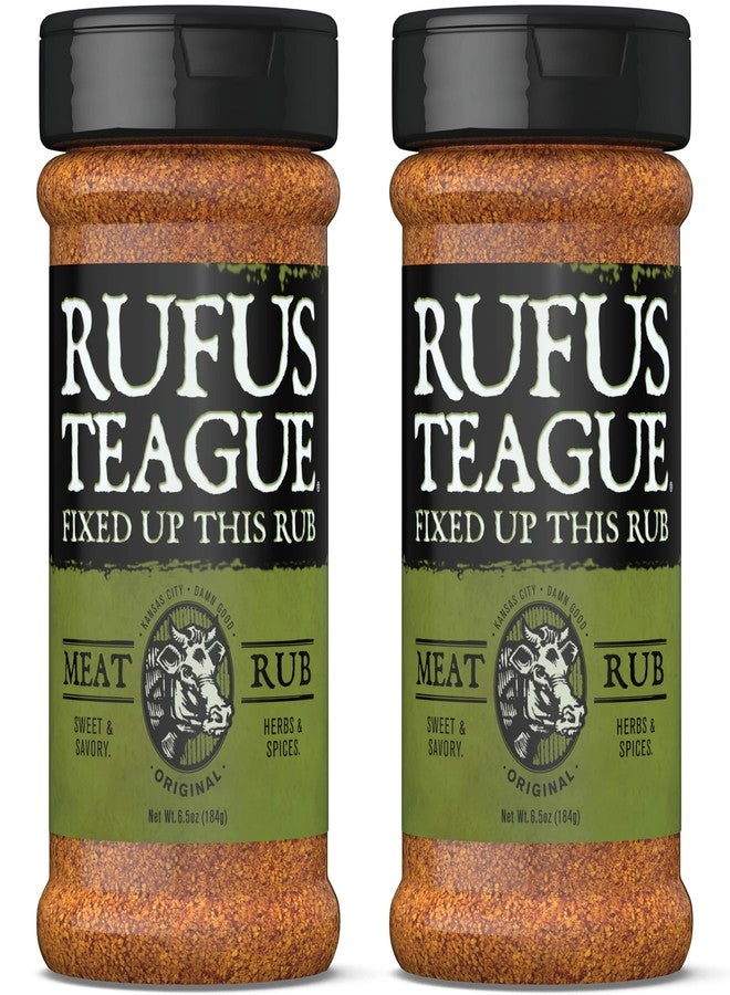 Rufus Teague خلطة توابل روفوس تيغ للحوم، عبوتان، توابل شواء فاخرة وتوابل جافة للتدخين والشواء، نكهة حائزة على جوائز للحم البقر ولحم الخنزير والدجاج، خالية من الغلوتين، 6.5 أونصة - Image 1
