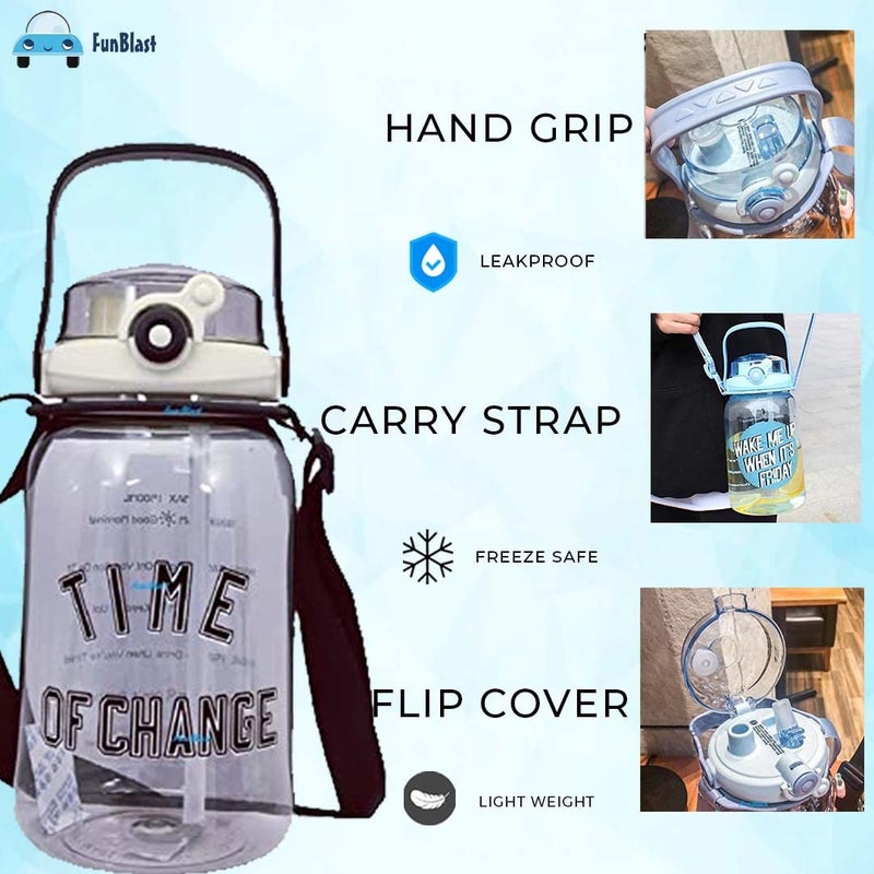 FunBlast Polycarbonate Gallon Water Bottle Sports Water Bottle 1500 Ml Water Bottle For Gym Large Capacity Water Bottle With Sipper Handle LeakProof Bpa Free Water Bottle Beige