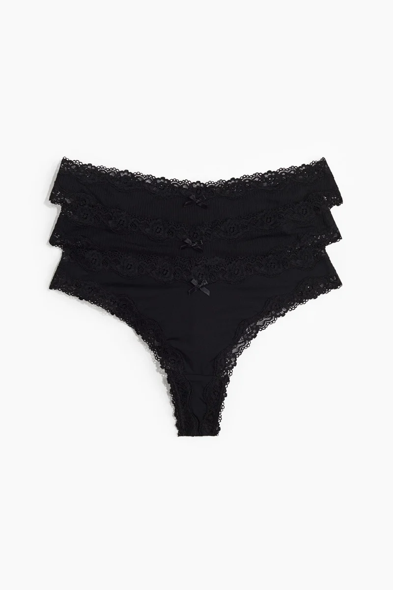 اتش اند ام 3-pack microfibre and lace Brazilian briefs