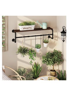 Arabest Arabest Wall Mounted Clothes Rack Shelf: Industrial Pipe Garment Bar with Shelves Black Iron Display Hanging Clothes Rod Heavy Duty Iron Storage Bracket for Living Room Laundry Kitchen  - Image 4