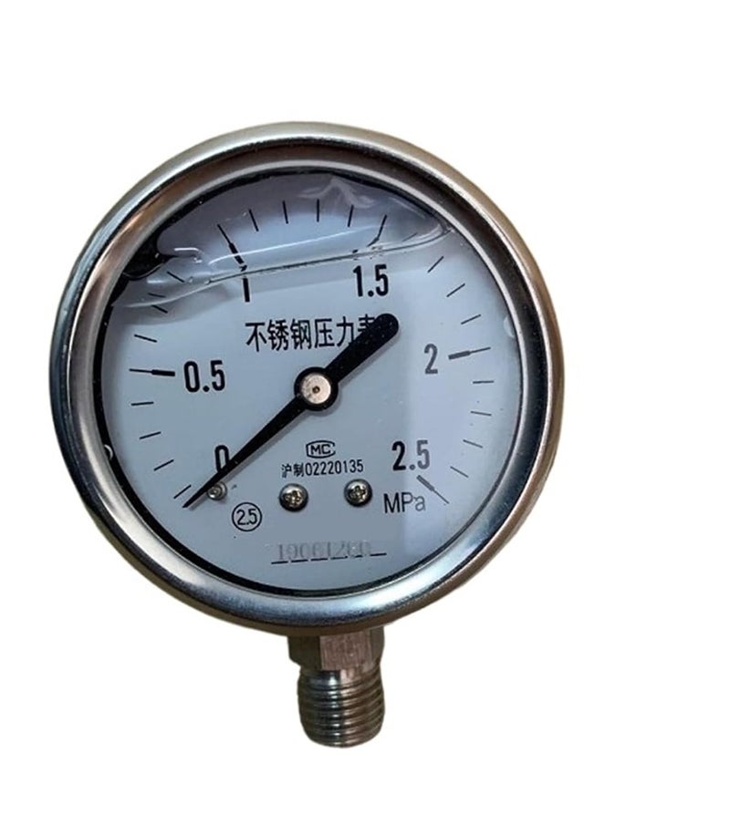 Stainless Steel Oil Filled Pressure Gauge 0 25Mpa Shock Proof Lower Mount Manometer - Image 2