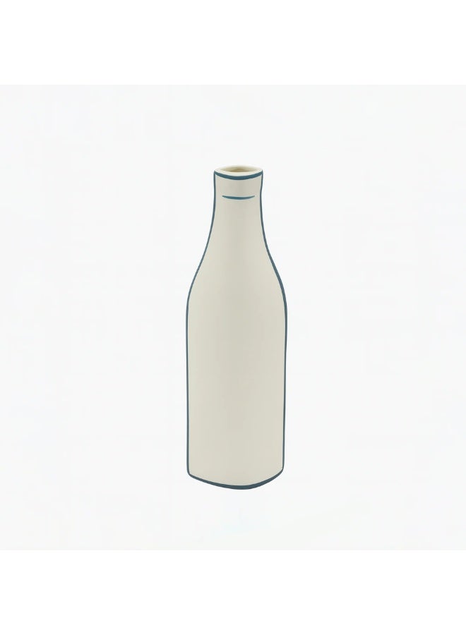 AKDC Clay Bottle Shaped Flower Vase 5cm*10.5cm*31cm, White and Blue - Image 2