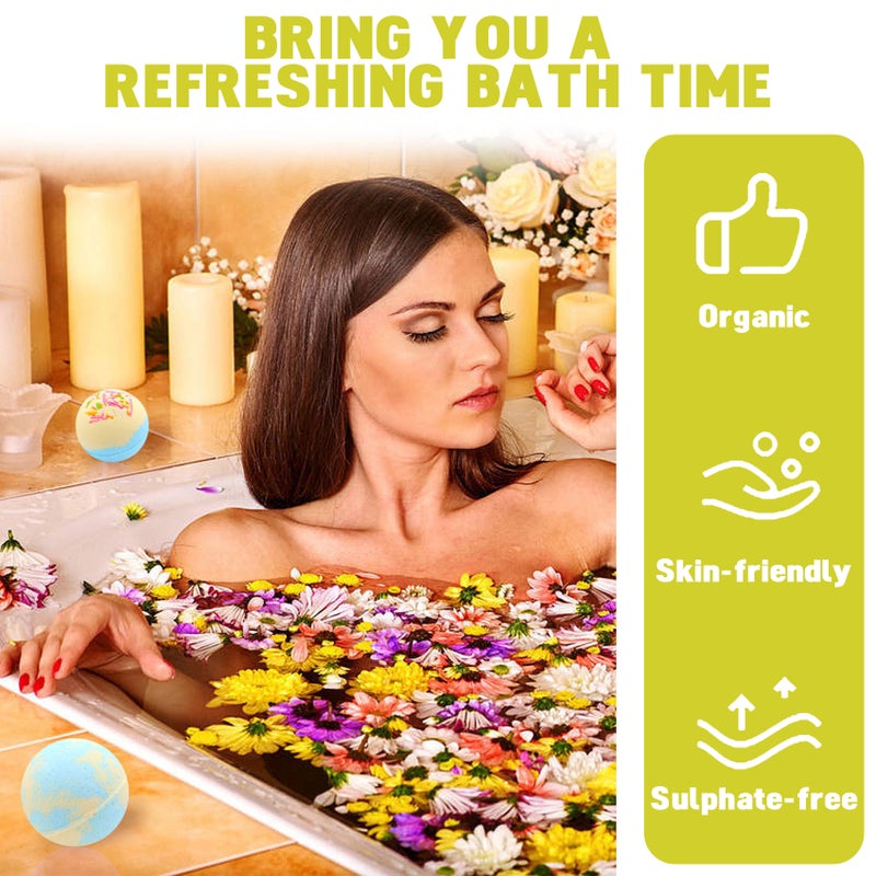 6PCs Bath-Bombs Gift Set Vivid Cupcakes Truffles Sprinkle Balls Spa Bath Fizzies Colorful Balls Kit Organic Sea Salt Bubble Bath Skin Relieve Pressure Varied Scents for Women Girls Mother - Image 5