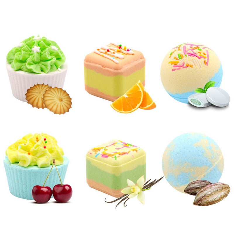 6PCs Bath-Bombs Gift Set Vivid Cupcakes Truffles Sprinkle Balls Spa Bath Fizzies Colorful Balls Kit Organic Sea Salt Bubble Bath Skin Relieve Pressure Varied Scents for Women Girls Mother - Image 2