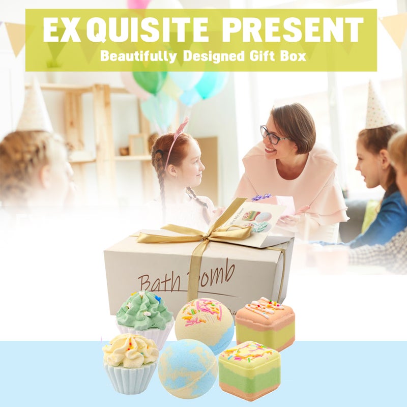 6PCs Bath-Bombs Gift Set Vivid Cupcakes Truffles Sprinkle Balls Spa Bath Fizzies Colorful Balls Kit Organic Sea Salt Bubble Bath Skin Relieve Pressure Varied Scents for Women Girls Mother - Image 4