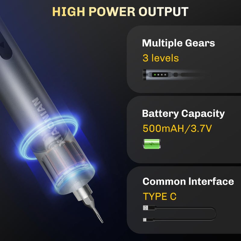 XIAONIAN 3.7V Precision Electric Screwdriver Set,50 IN 1 Small Power Magnetic Storage Mini Electric Screwdriver Cordless Set USB Charging Repair Tool Kit for Electronics Laptop Phone Camera Glasses Watch - Image 4