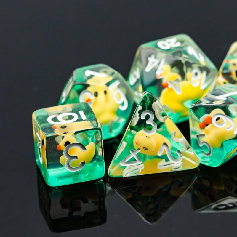 Cusdie 7-Die DND Dice, Polyhedral Dice Set Filled with Animal, Animal Dice Set for Role Playing Game Dungeons and Dragons D&D Dice MTG Pathfinder (Yellow Duck) - Image 5