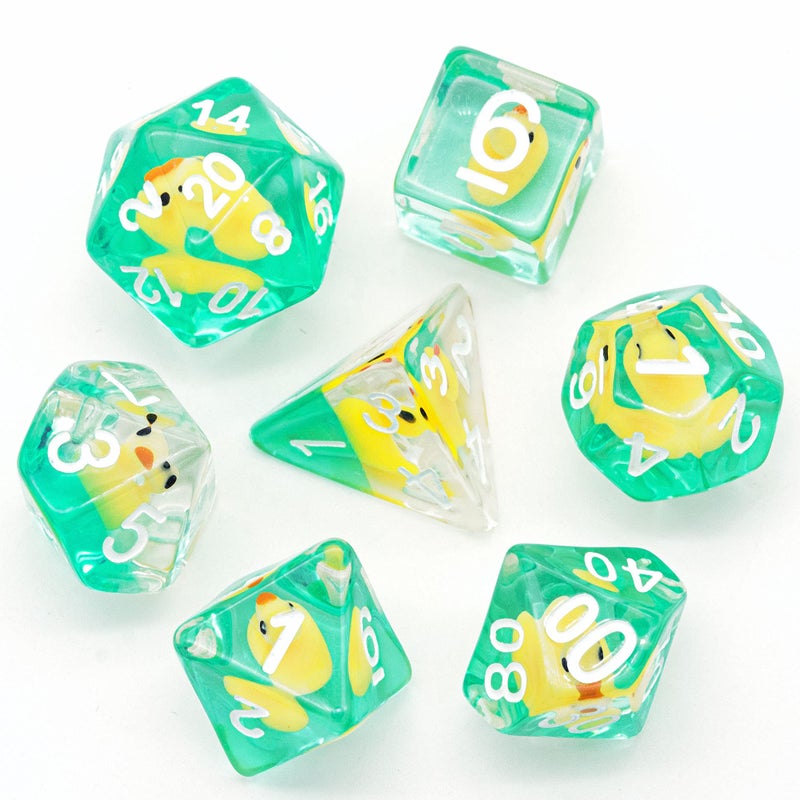 Cusdie 7-Die DND Dice, Polyhedral Dice Set Filled with Animal, Animal Dice Set for Role Playing Game Dungeons and Dragons D&D Dice MTG Pathfinder (Yellow Duck) - Image 1