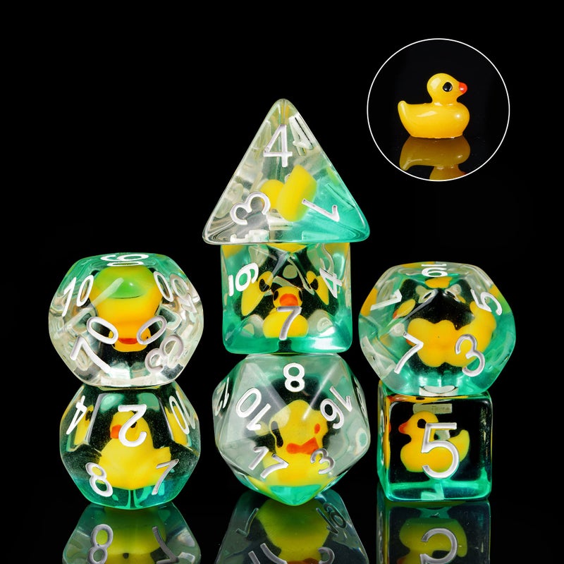 Cusdie 7-Die DND Dice, Polyhedral Dice Set Filled with Animal, Animal Dice Set for Role Playing Game Dungeons and Dragons D&D Dice MTG Pathfinder (Yellow Duck) - Image 2