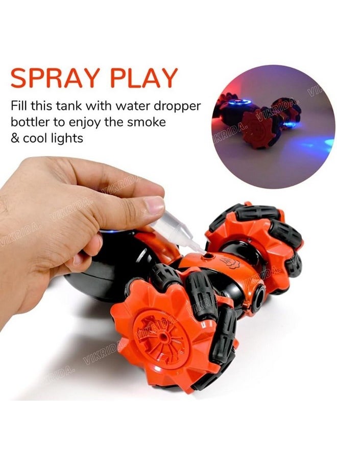 VikriDa VikriDA Stunt Car Toy with Gesture Sensing Twist and 2.4G Remote Control Technology - Orange - Double-Sided Car - Mini Deformation Toy Cars for Kids  - Image 3