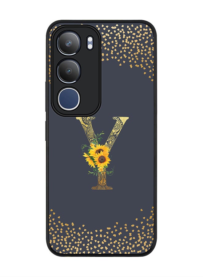 Stylizedd For vivo Y19s / Y19s Pro Case,Slim fit Camera Protection, Shockproof Thin Phone cover  - Custom Floral Monogram - Y  (Grey )