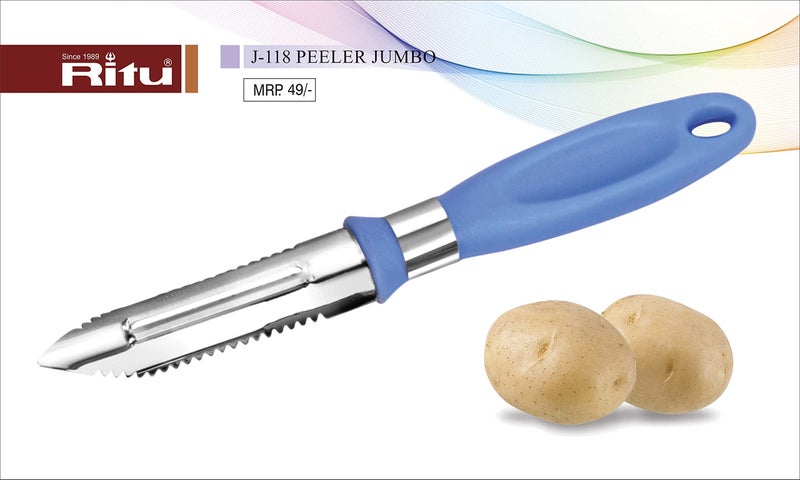 RITU Stainless Steel Peeler Jumbo | Durable Sharp Blade for Effortless Fruit & Vegetable Skin Removal | Ergonomic Handle | Rust -Resistant | Easy to Clean | Compact & Lightweight Kitchen Tool - Image 2