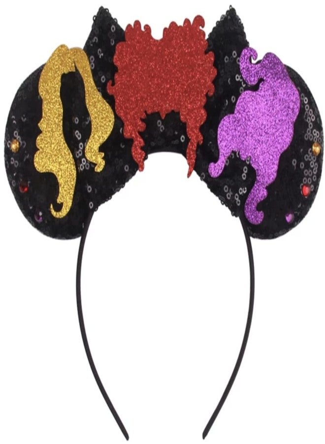 CLGIFT Halloween Minnie Ears, Orange Minnie Ears, Black Web Mickey Ears Headband, Halloween Minnie Costume, Jack (Hocus Pocus)