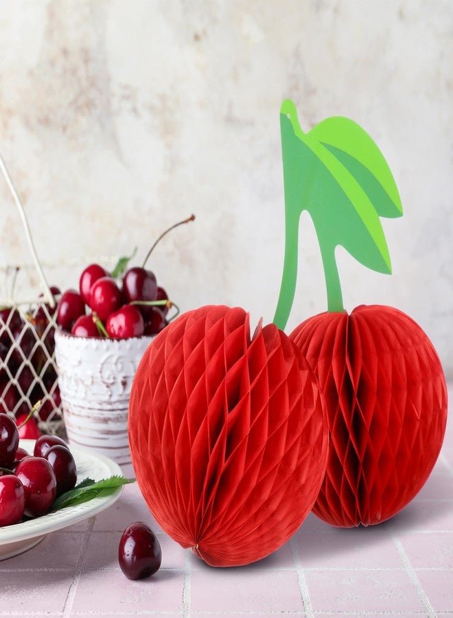 Sonwyoung Cherry Birthday Party Decorations Hanging Paper Honeycomb Cherry Table Centerpieces Paper Lanterns for Ceiling Fruit Party Decor(Red) - Image 5