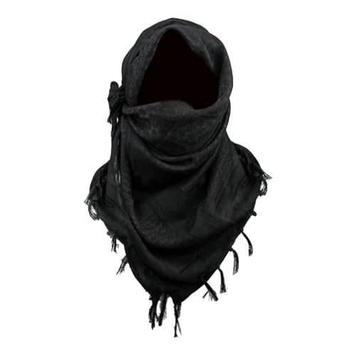LOOGU Shemagh Tactical Scarf Arab Wrap with Tassel Military Head Neck Scarf for Men and Women All-Season Desert Hunting Gear for Outdoor Adventures and Casual Wear (Black) - Image 1
