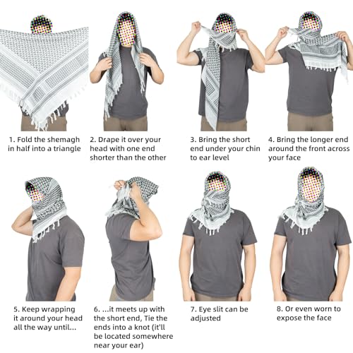 LOOGU Shemagh Tactical Scarf Arab Wrap with Tassel Military Head Neck Scarf for Men and Women All-Season Desert Hunting Gear for Outdoor Adventures and Casual Wear (Black) - Image 5
