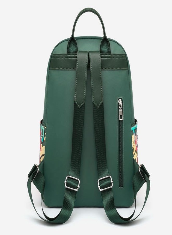 JAISOM Stylish Anime Ethnic Printed Durable Water‑Resistant Women’s Backpack Green | Korean College Bag for Girls | Anti‑Theft Multi Pocket Lightweight 15L Daypack Casual Travel Shoulder Bag - Image 3