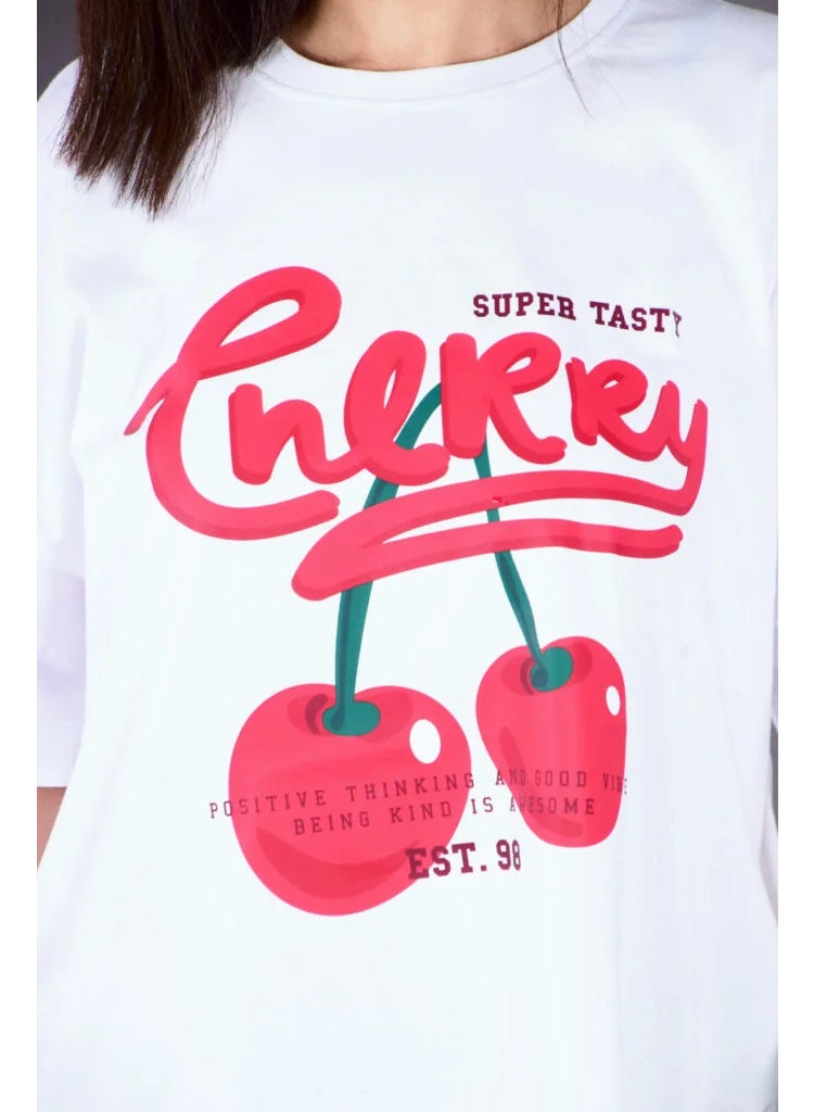 Oversize Fit Crew Neck Printed Short Sleeve T-Shirt - 100% Cotton - Image 4