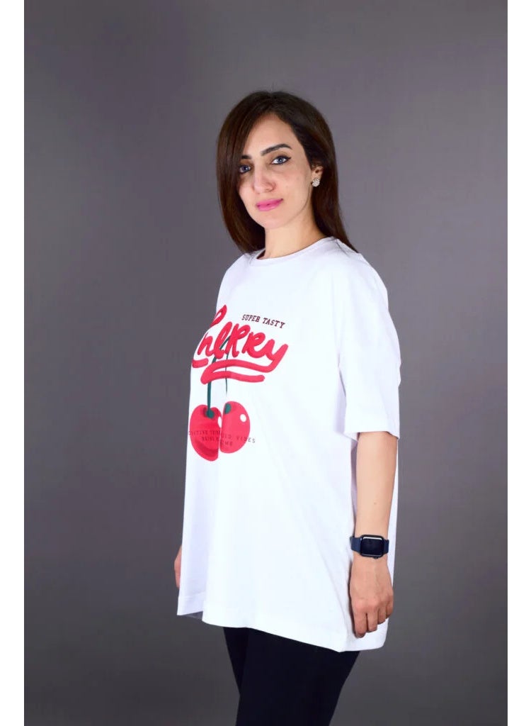Oversize Fit Crew Neck Printed Short Sleeve T-Shirt - 100% Cotton - Image 2