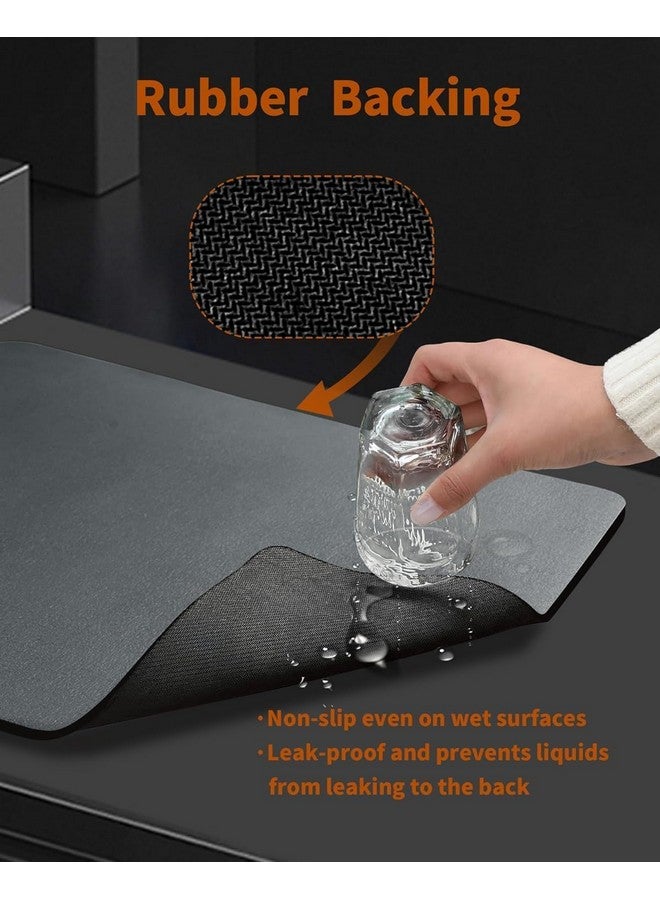 BROGBUS Water Absorbing with Non-Slip Rubber Backed Kitchen Dish Drying Mat for Wet Utensils, Kitchen Counter Top (30x40 Cm, Grey Color) - Image 5