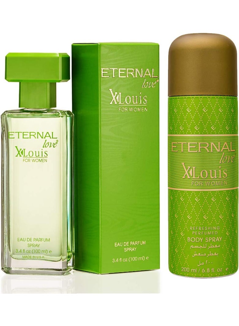Eternal Love Eau De Parfum X-Louis For Women 100ml & Refreshing Perfumed Body Spray X-Louis For Women 200ml - Image 1