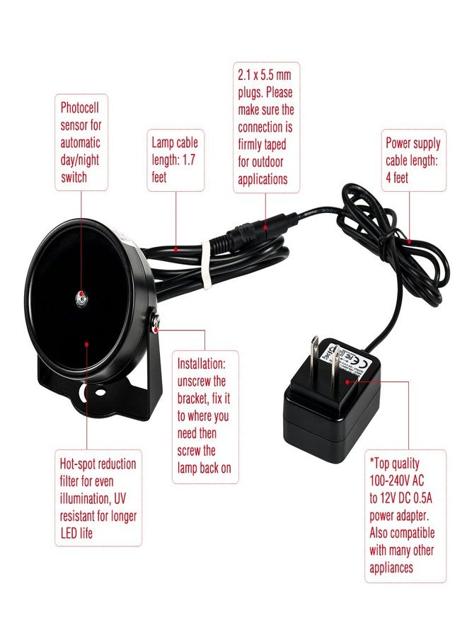 Tendelux 80ft IR Illuminator | AI4 No Hot Spot Wide Angle Infrared Light for Security Camera (w/Power Adapter) - Image 3