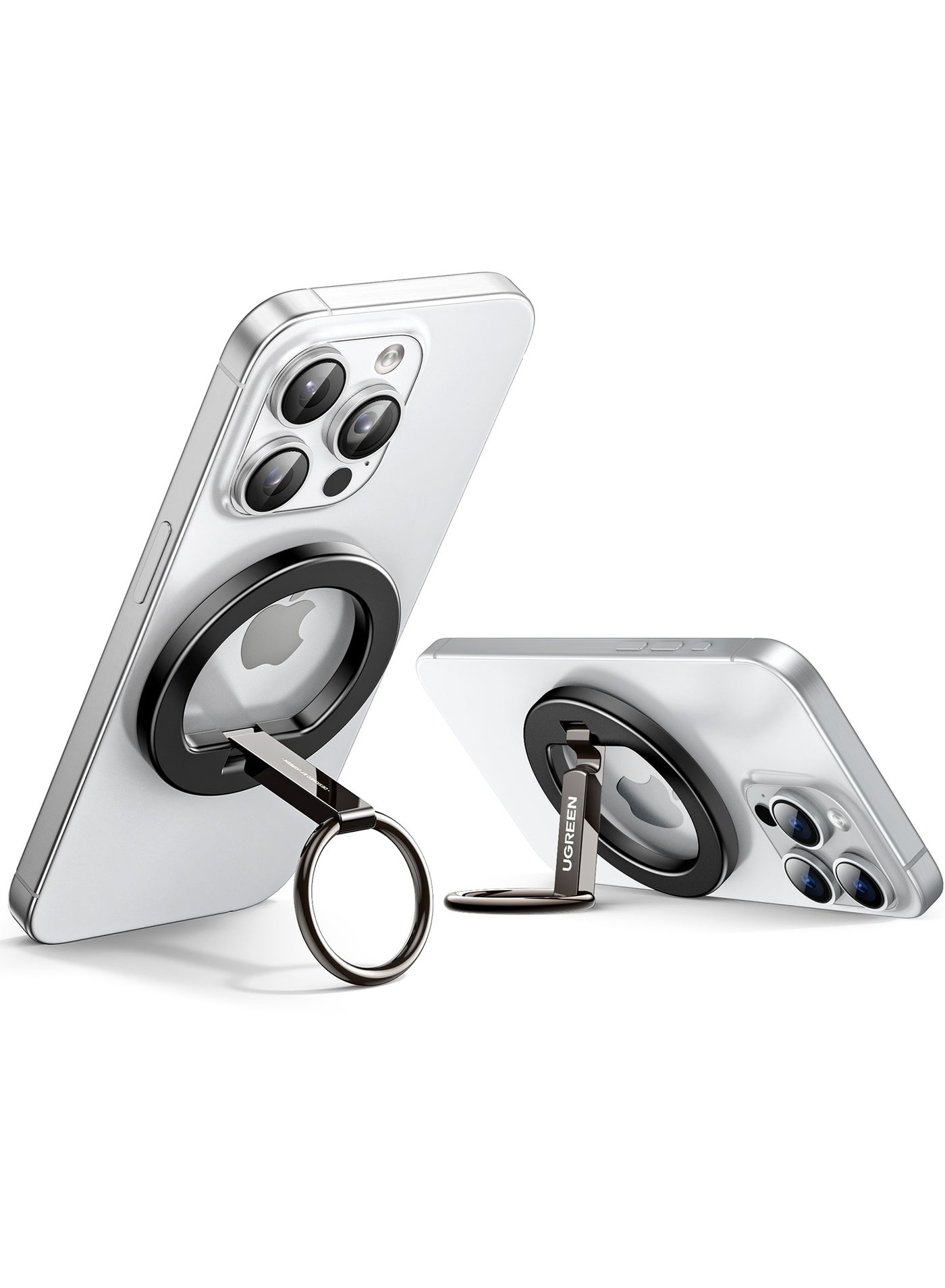 Phone Ring Holder Stand Phone Finger Grip Kickstand, 360° Rotation Polished Metal Grip for Magnetic Car Mount, Compatible with iPhone 16/15/14 Pro Max, Android Smartphone Accessories -