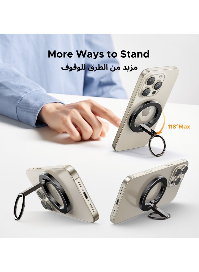 يو جرين حامل حلقي للهاتف ماج سيف مع قبضة إصبع، حامل معدني مصقول يدور 360 درجة لتركيب السيارة المغناطيسي، متوافق مع آيفون 17/16/15 برو ماكس وجميع هواتف Android ذات الحلقة المغناطيسية - Image 4