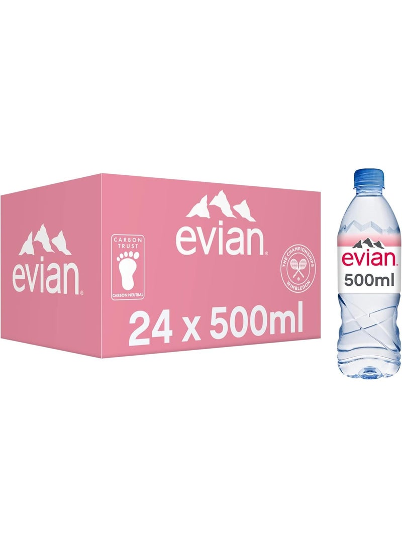 Evian Natural Mineral Drinking Water Bottles 24x500ml - Image 1