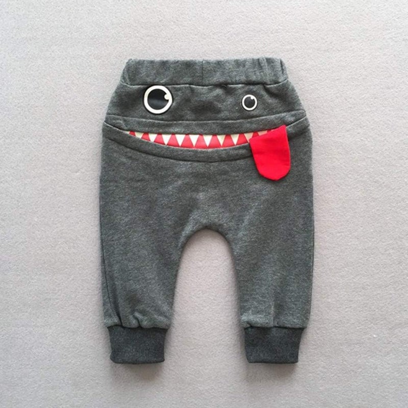 woobles Baby Pants - Toddler Baby Boys Girls Cartoon Monster Trousers Cute Shark Pattern Novelty Sweatpants Newborn Cotton Warm Hip-Hop Harem Trousers Baby Spring Autumn Summer Pants - Image 5