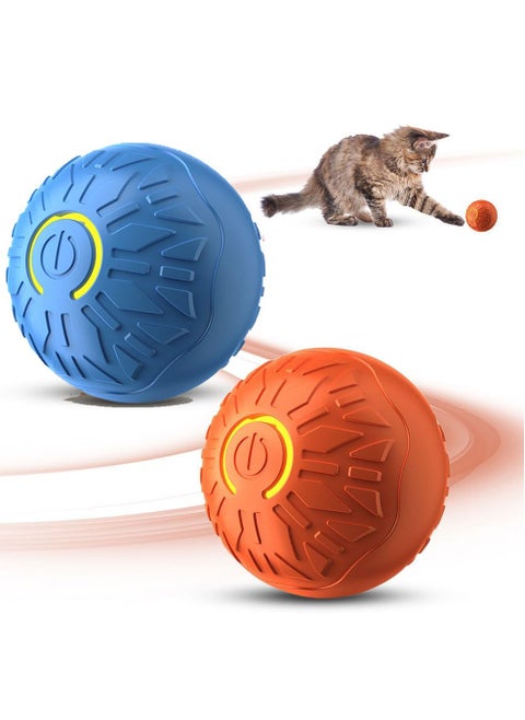 Interactive Cat Ball Dog Toy: A new vibrating mobile dog ball that can move on its own and automatically roll. It is a rechargeable small mobile ball toy with a light, suitable for dogs, pets, and puppies (2 pieces in orange and blue)