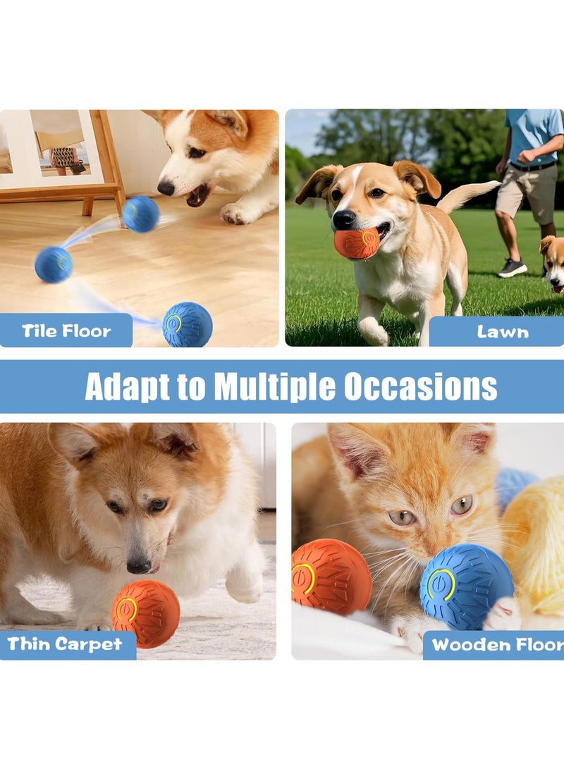 2-Piece Interactive Cat Toys Dog Balls, Rechargeable Durable, Small Light-Up, Motion Activated Automatic Rolling Ball Toys for/Small/Medium Pets(Orange+Blue) - Image 5