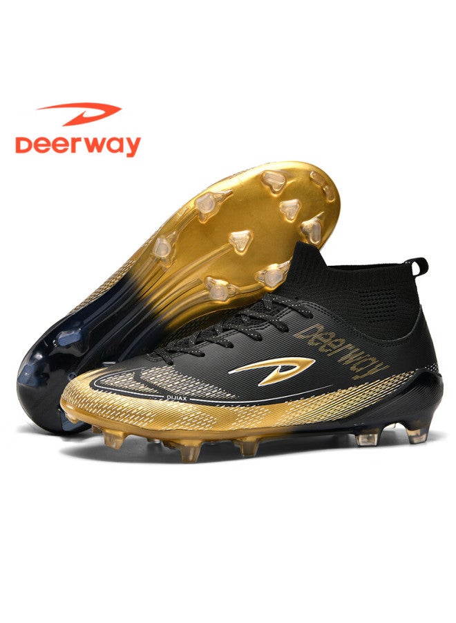 Deerway Youth Soccer Shoes Ag Studs Grass Field Non-slip Durable Training Match Shoes Obsidian Gold Ag Studs Size 43 - Image 3