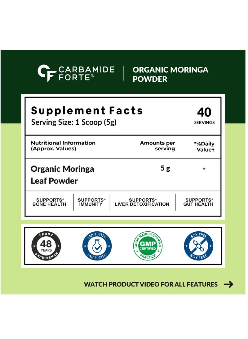 Carbamide Forte 100% Moringa Powder Organic - Moringa Oleifera - USDA Certified Organic Moringa for Immunity, Digestion & Energy - 200g Veg Drumstick Leaves Powder - pzsku/ZB76EDF09C3E6B5508182Z/45/1741082476/738bae10-ce3f-41c2-82f8-1310f7995fa3