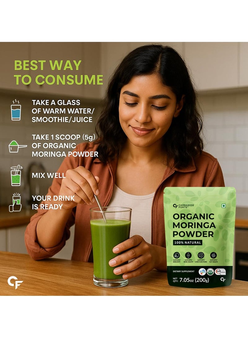 CARBAMIDE FORTE 100% Moringa Powder Organic Moringa Oleifera Usda Certified Organic Moringa 200G Veg Drumstick Leaves Powder - Image 5