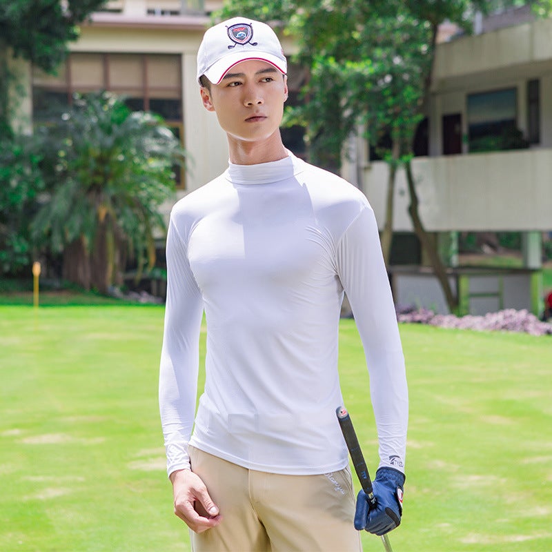 Generic TTYGJ Golf Clothing Mens Long-sleeved T-shirt Summer Sunscreen Ice Silk Clothes Lightweight Breathable White