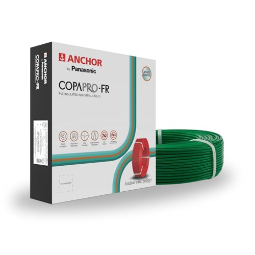 Anchor by Panasonic 0.75 mm COPAPro FR Electrical Wire, 90 Meter Fire Resistant Single Core PVC insulated Pure Copper Wire, Anti Rodent Anti Termite Flexible Wire for Connections (GREEN, 96137GN) - Image 1