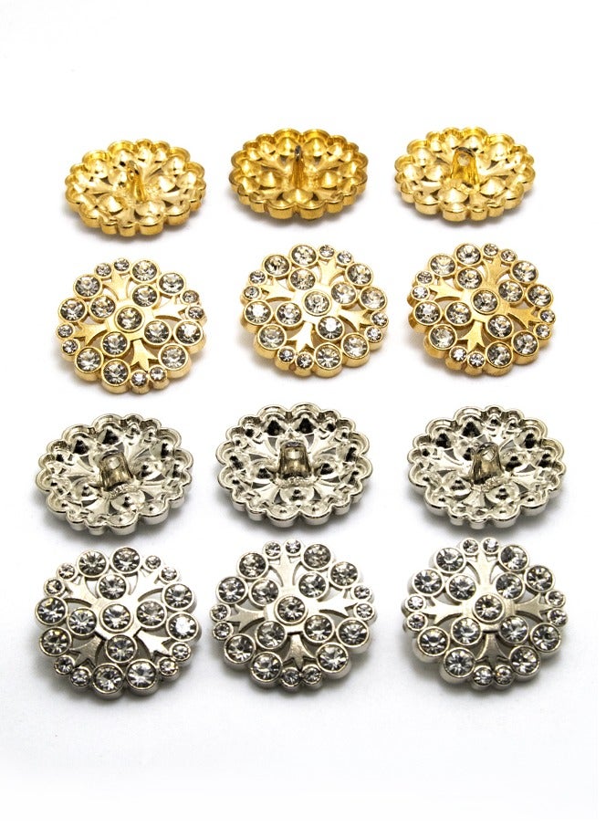 18 Pcs Metal Button Set for Women Dress. Fashion Nice Design with best quality stone.  (40L-6pcs,  28L-12pcs) - Image 3