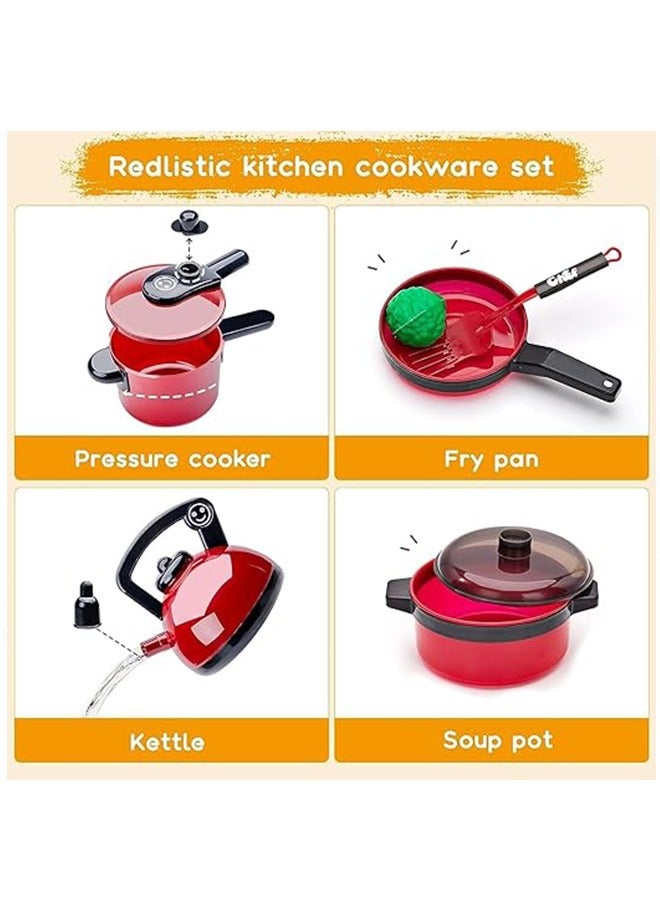 73 Pcs Play Kitchen Accessories Toy, Toddler Kitchen Toy Set, Including Pots, Pans and Fruits, Play Kitchen Accessories for Girls Boys Toddlers - Image 3